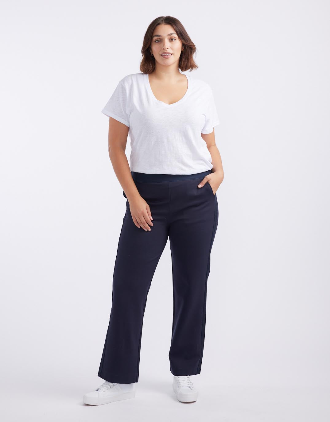 Timeless Straight Leg Ponte Pant  - Navy/Navy