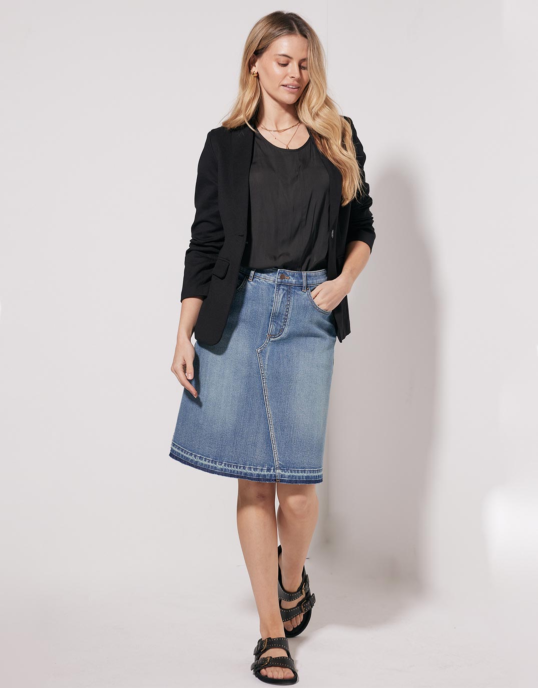 Holly Denim Skirt - Mid Wash