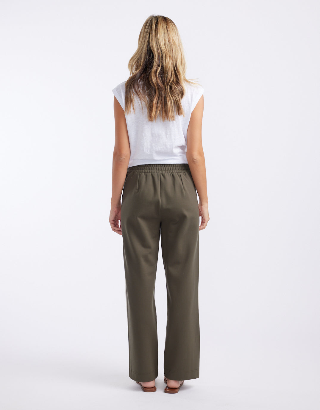 Timeless Straight Leg Ponte Pant - Khaki / Navy
