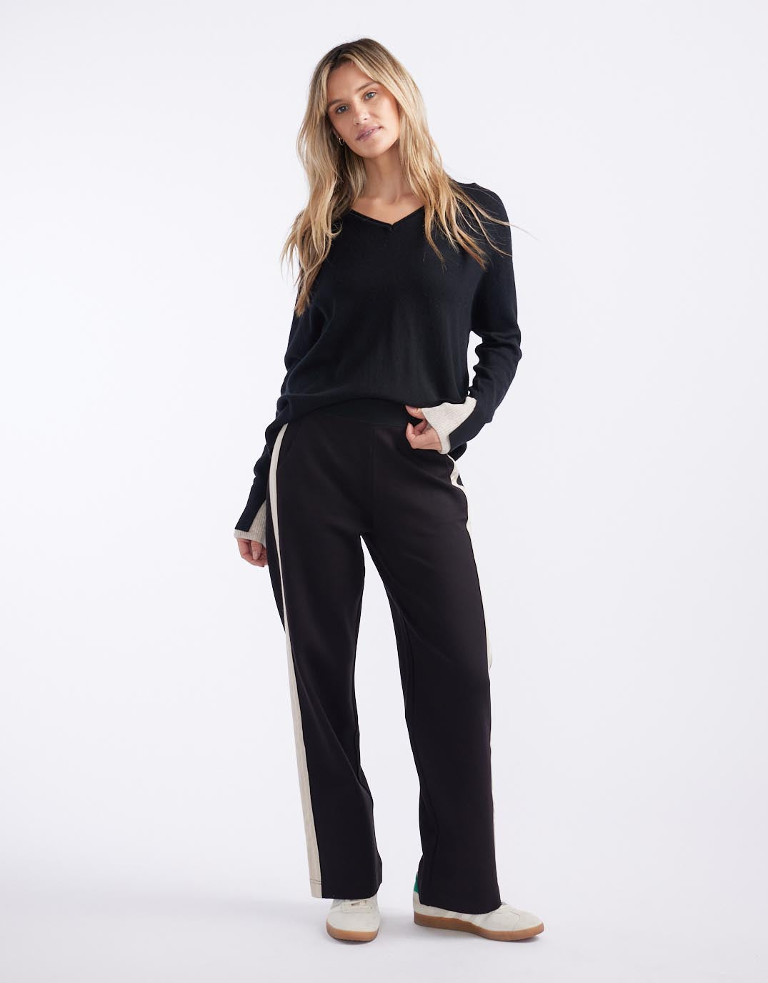 Timeless Straight Leg Ponte Pant - Black/Natural