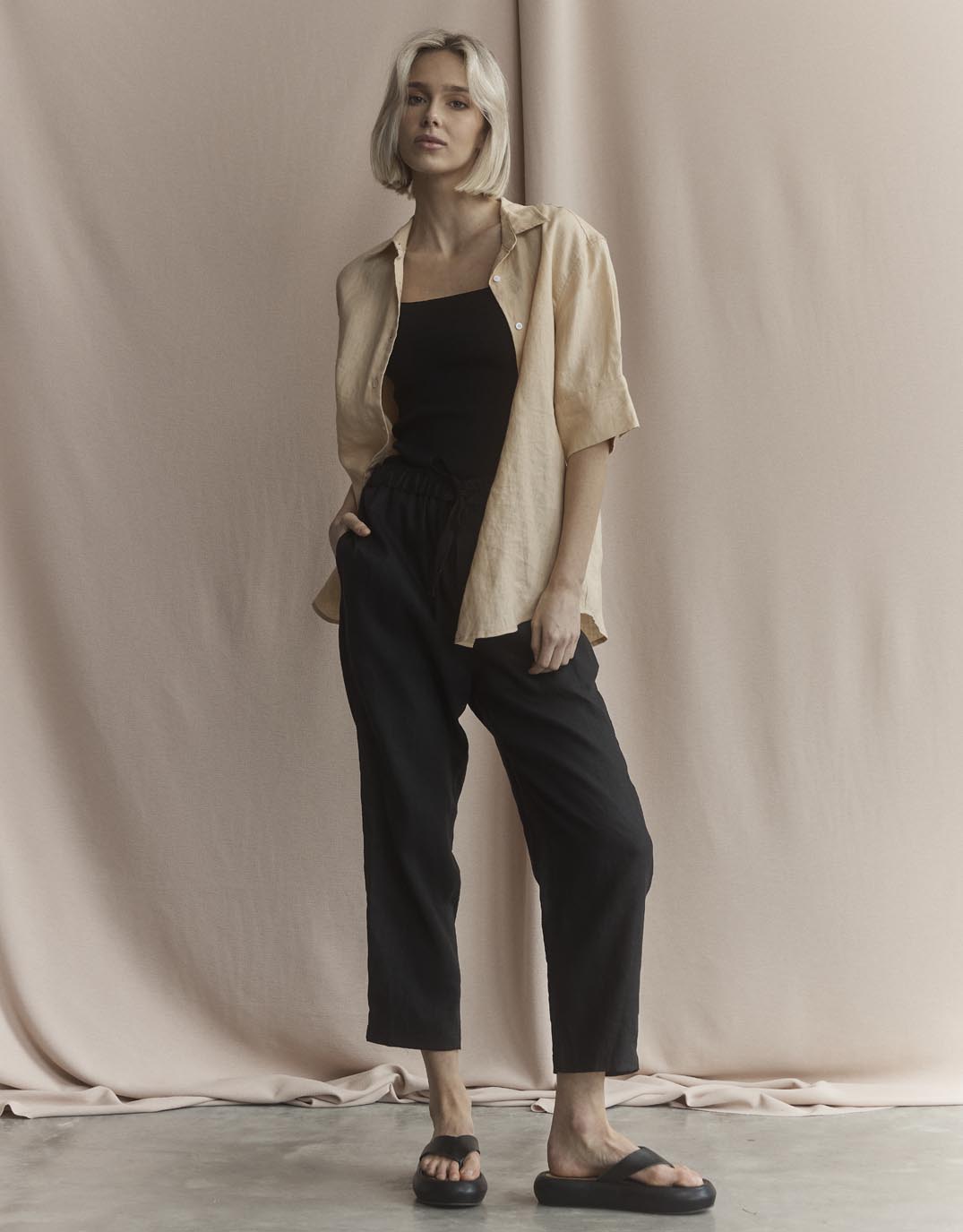 Abigail Linen Pant - Black