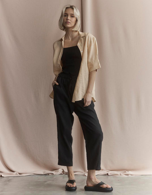 Abigail Linen Pant - Black