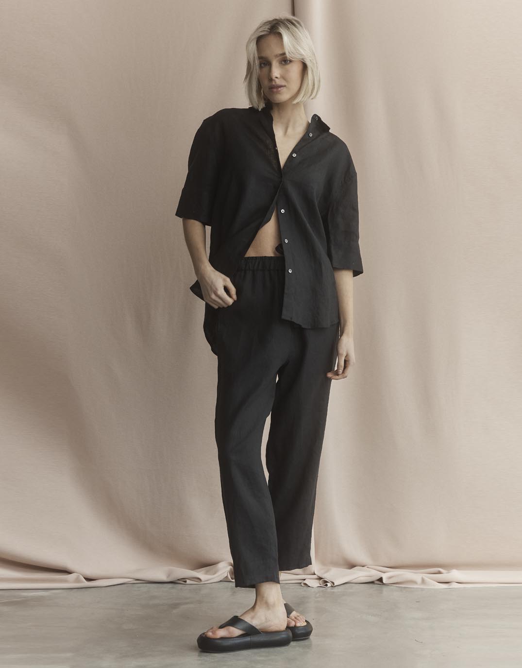 Abigail Linen Pant - Black