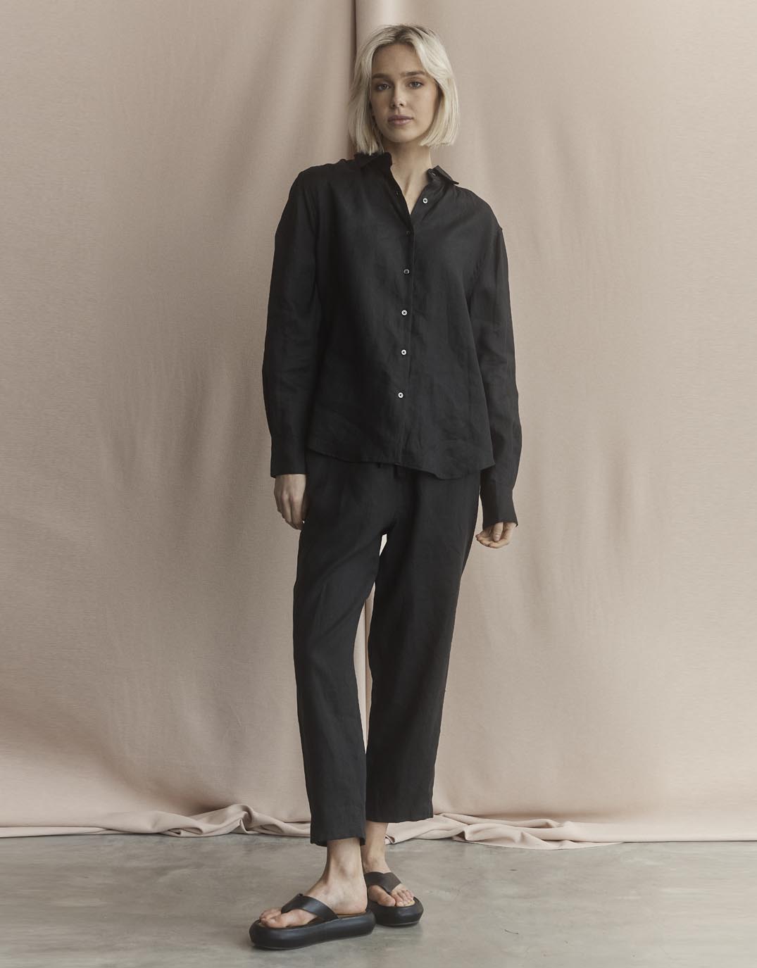 Abigail Linen Pant - Black