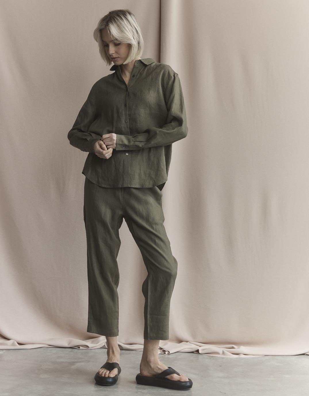 Abigail Linen Pant - Khaki