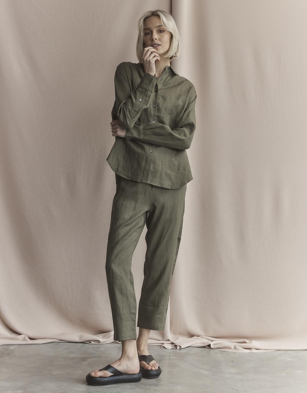 Abigail Linen Pant - Khaki