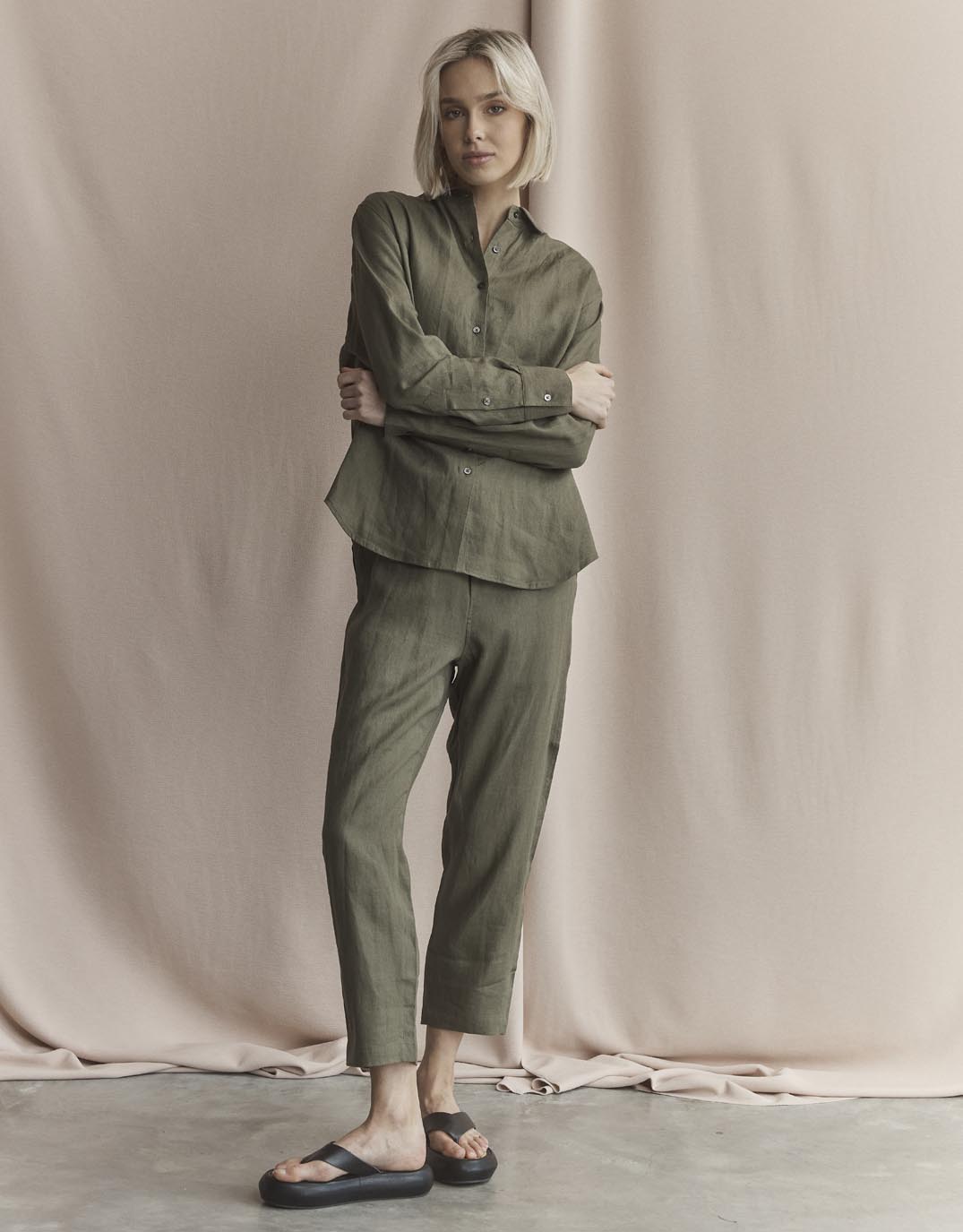 Abigail Linen Pant - Khaki