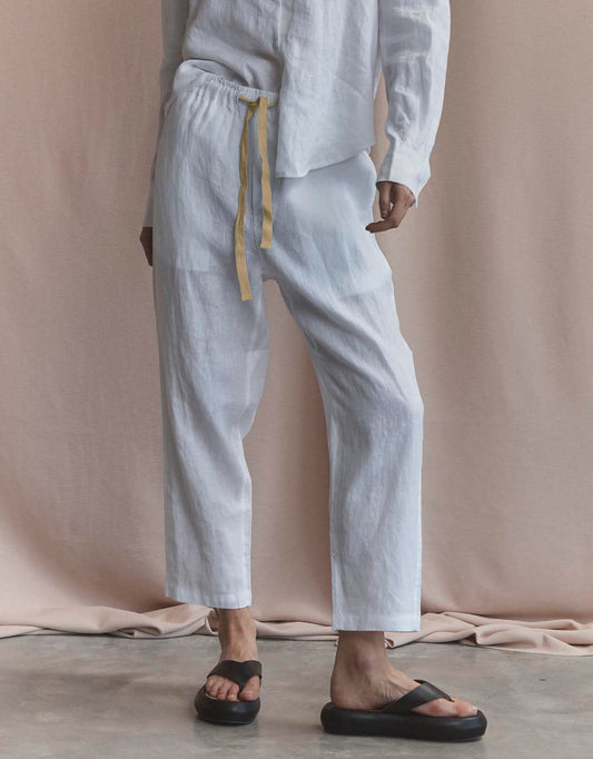 Abigail Linen Pant - White