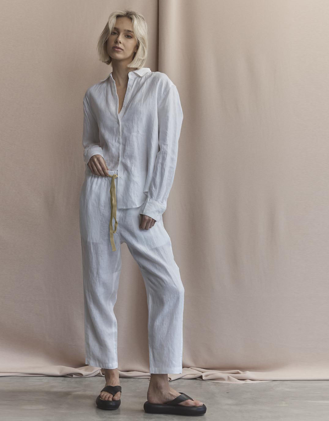 Abigail Linen Pant - White