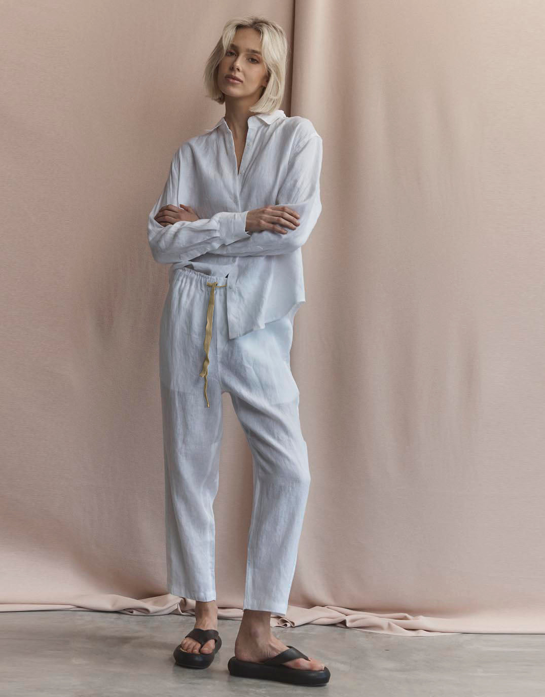 Abigail Linen Pant - White